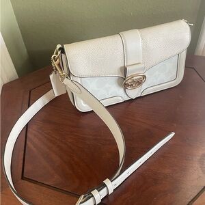Coach Chalk Signature Canvas and Pebbled Leather Shoulder Bag
